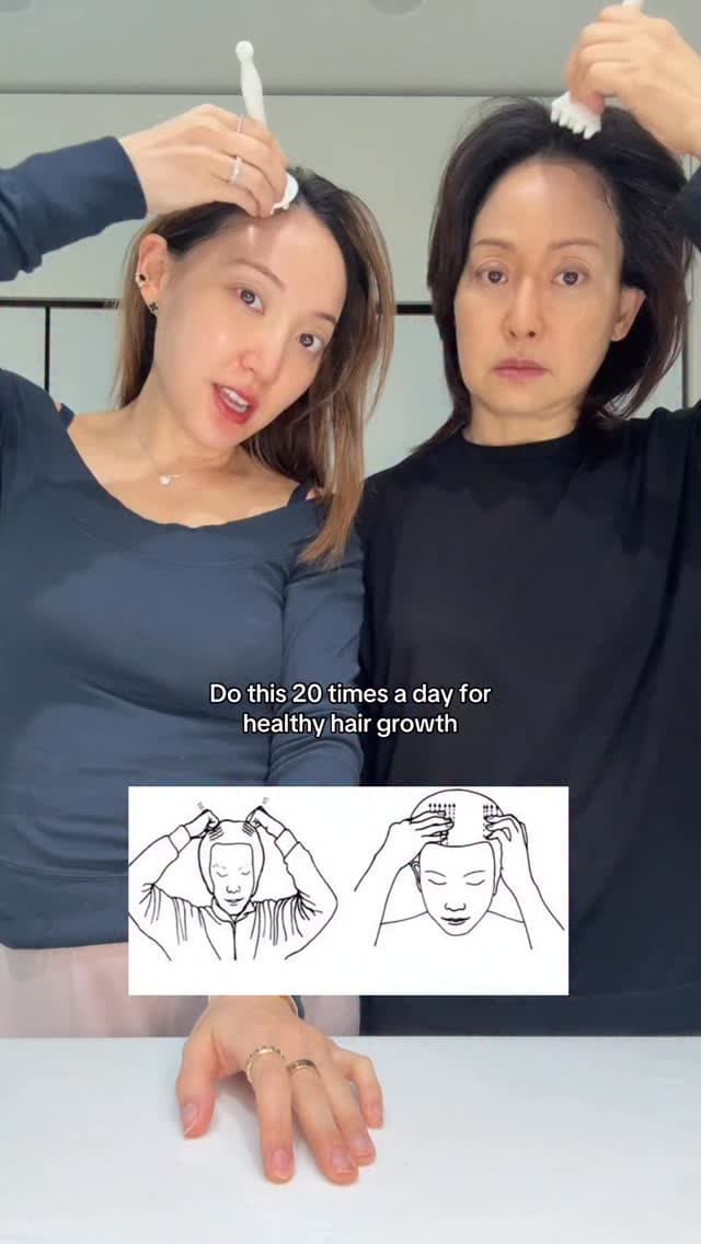 daily face and scalp massage mom & daughter edition 🤍 20x a day to help with ev