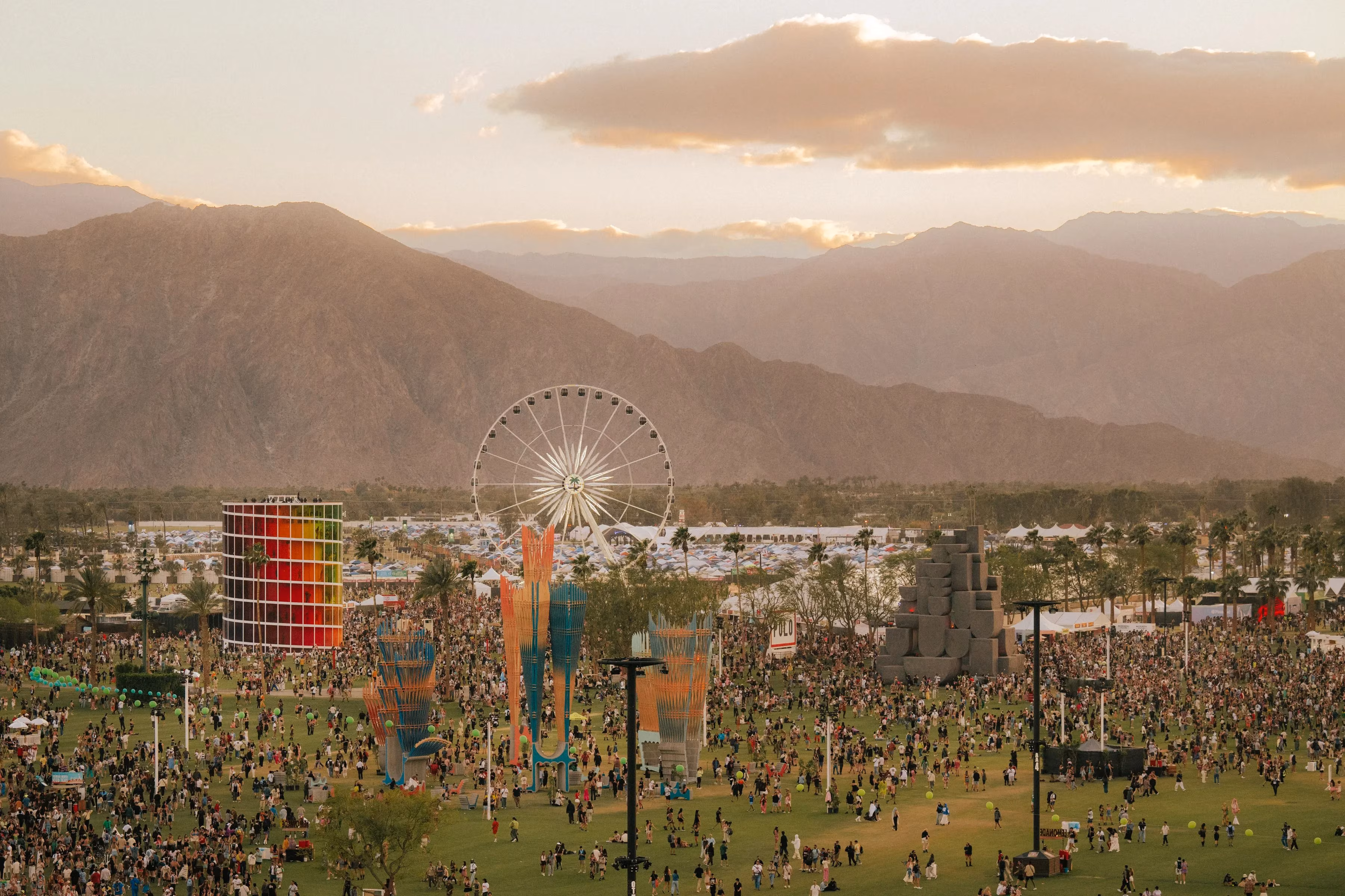 Coachella brand activation scene with desert styling