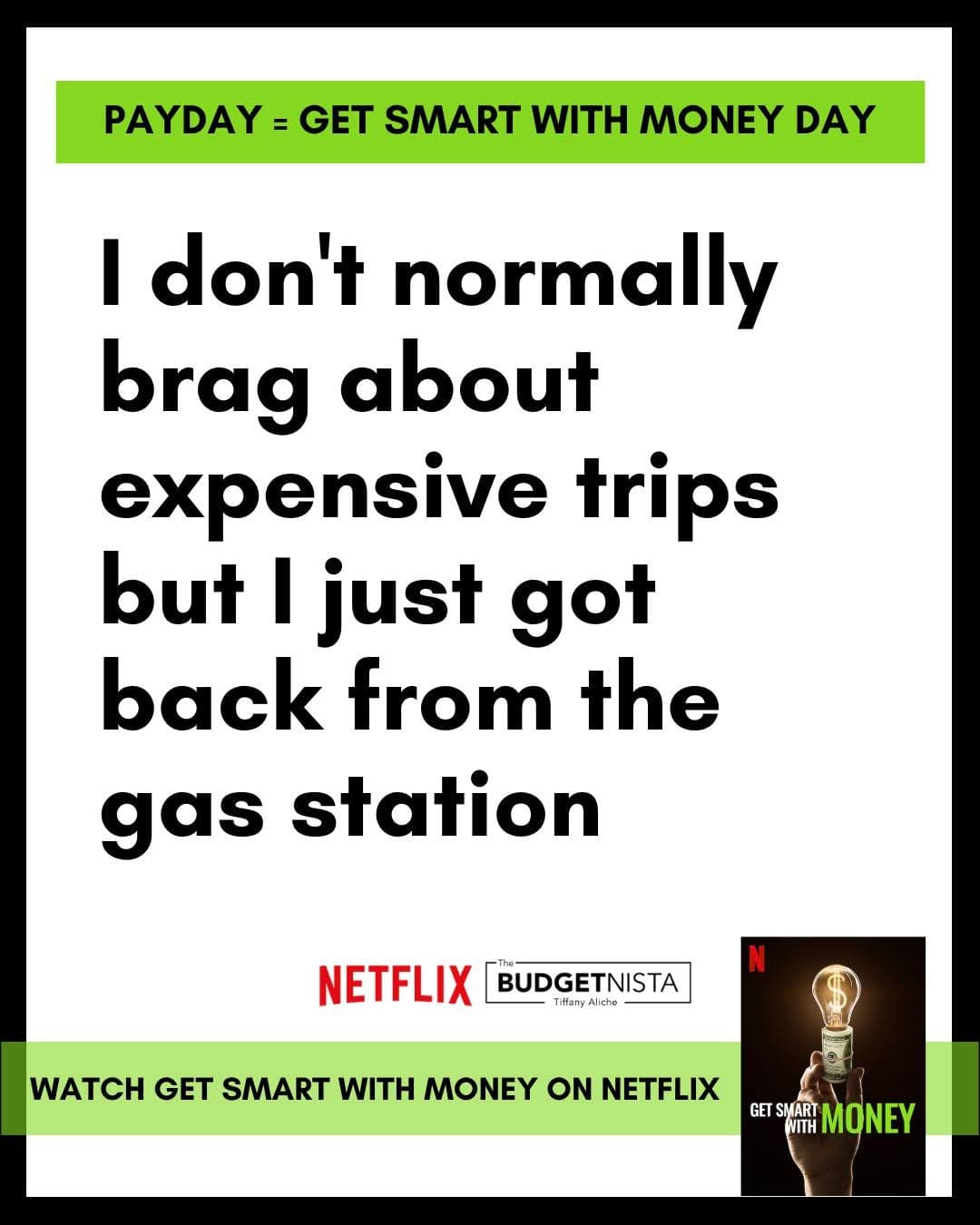 🚨📺 PAYDAY = Get Smart With Money Day #GetSmartWithMoney #Netflix
ㅤ
Nah...but w